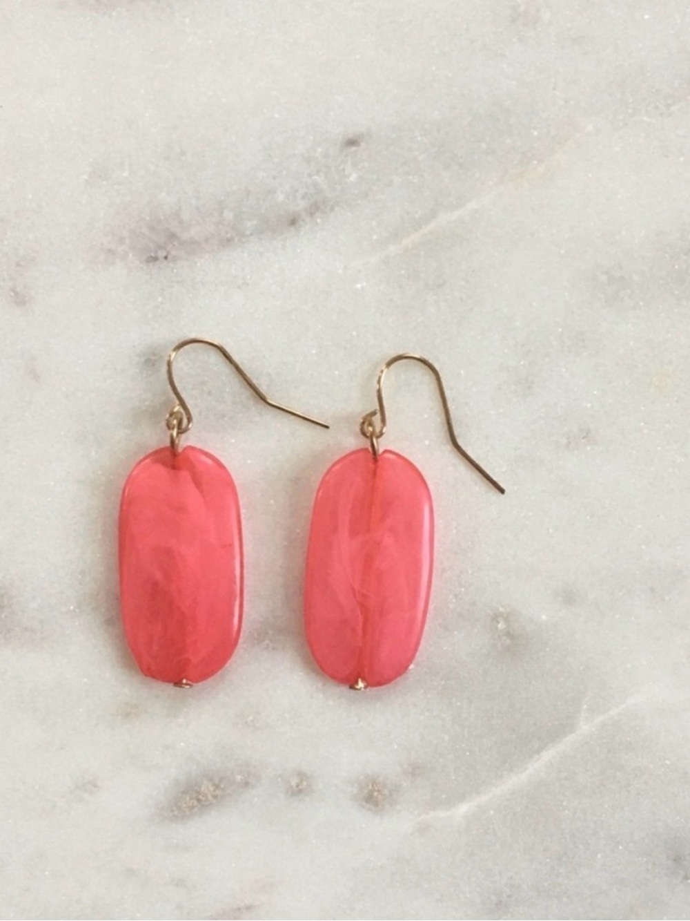 Gold Hook Pink Resin Drop Earrings